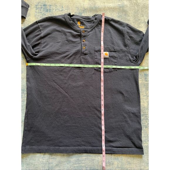 Carhartt Dark Blue Henley Long Sleeve Pocket Tee Original Fit Large - Picture 4 of 4
